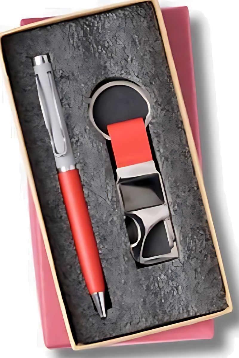 Pen & Keychain Gift Set – 216 Red – corporate gift