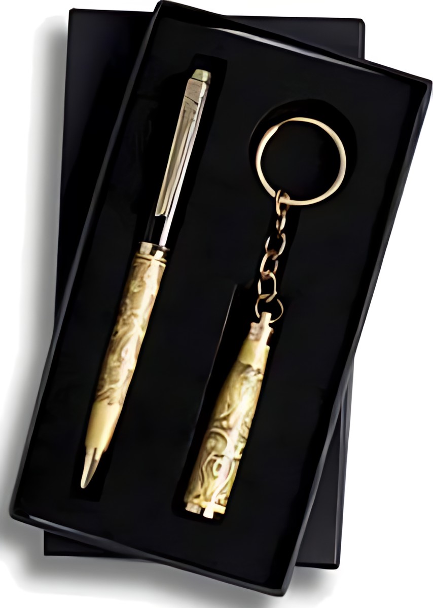 Pen & Keychain Gift Set – 227 E Gold – corporate gift