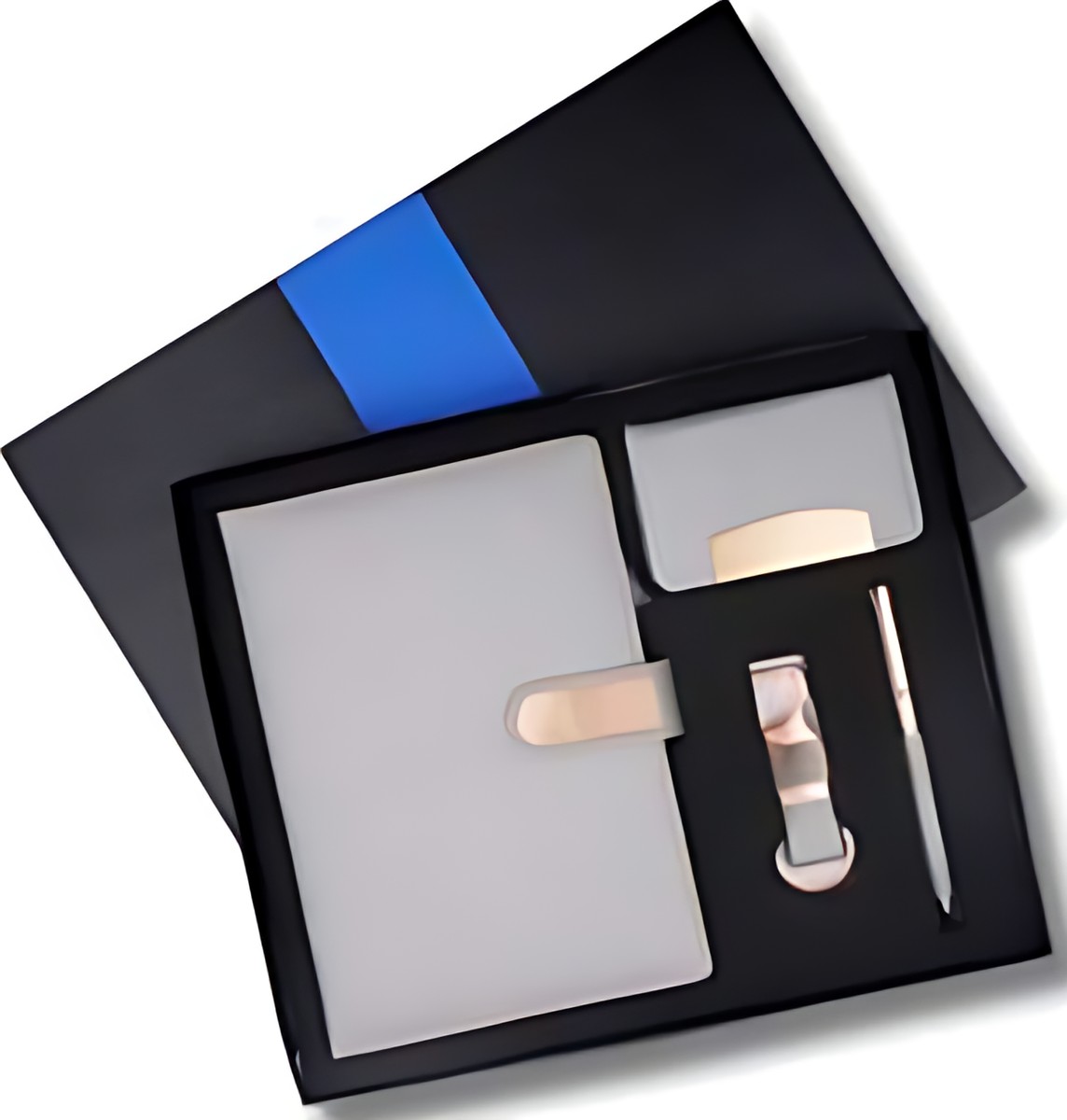 Pen, Keychain, Diary & Cardcase Gift Set – 415 Grey – corporate gift