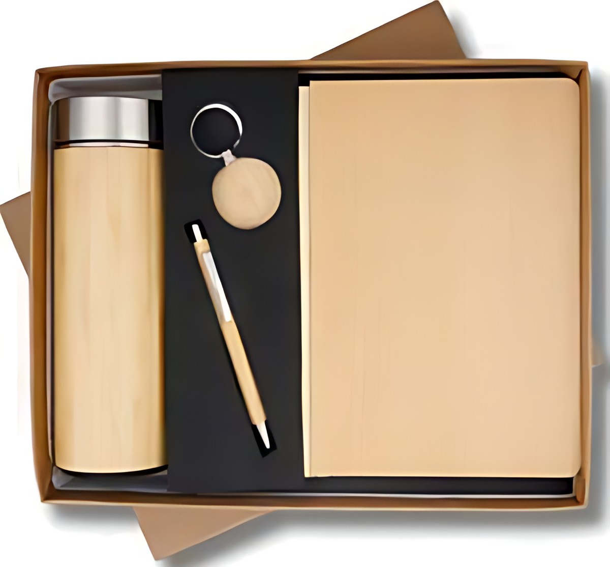 Pen, Keychain, Diary & Bottle Gift Set – 418 Wood – corporate gift