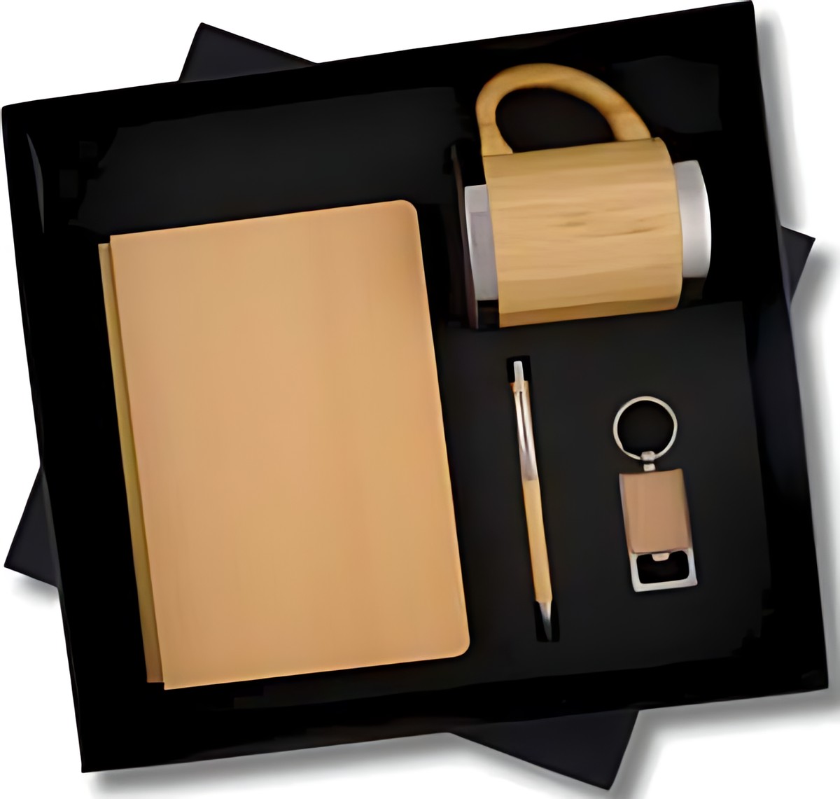 Pen, Diary, Keychain & Mug Gift Set – 413 Wood – corporate gift