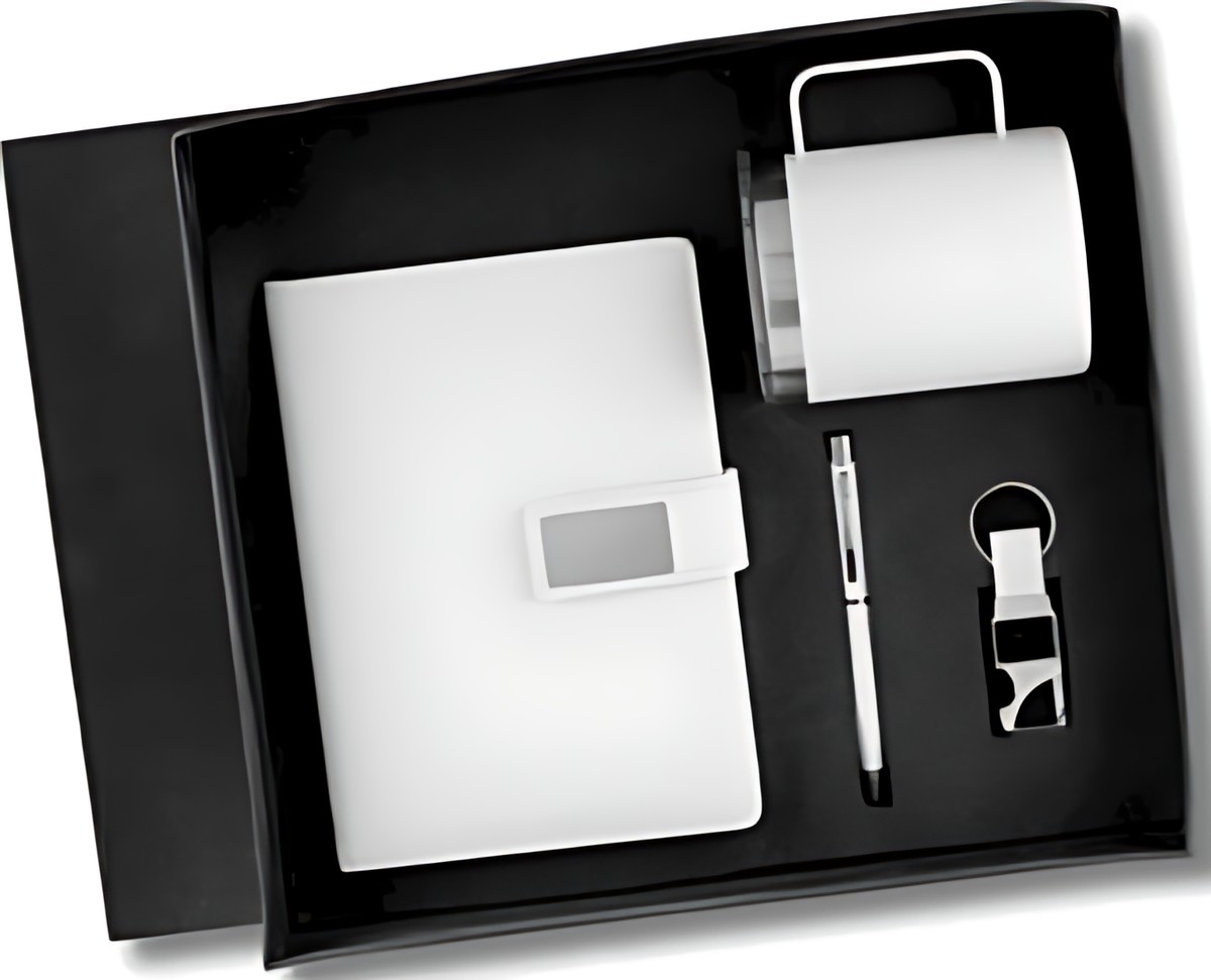 Pen, Keychain Mug & Diary Gift Set – 422 White – corporate gift