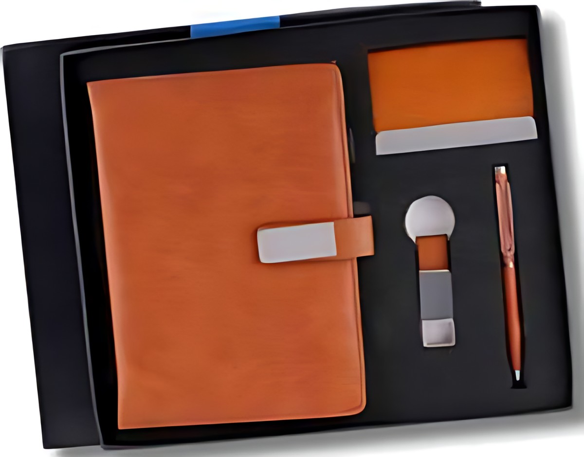 Pen, Keychain Diary & Cardcase Gift Set – 423 Tan – corporate gift
