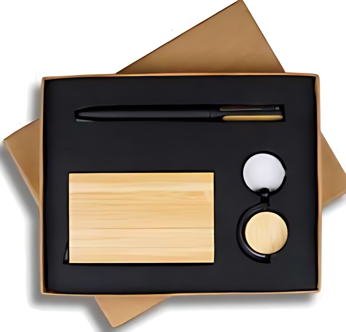 Pen, Keychain & Cardcase Gift Set – 331 Black Wooden – corporate gift