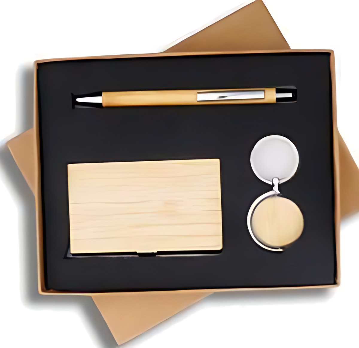 Pen, Keychain & Cardcase Gift Set – 332 Wooden – corporate gift