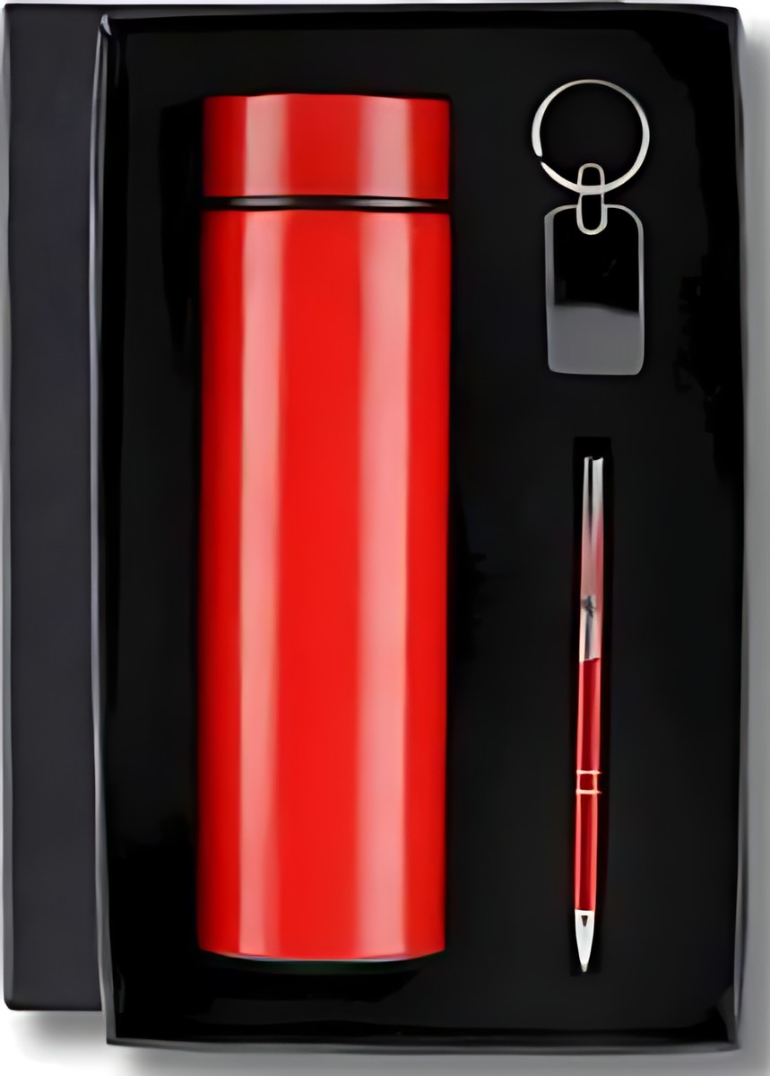 Pen, Keychain & Bottle Gift Set – 313 Red – corporate gift