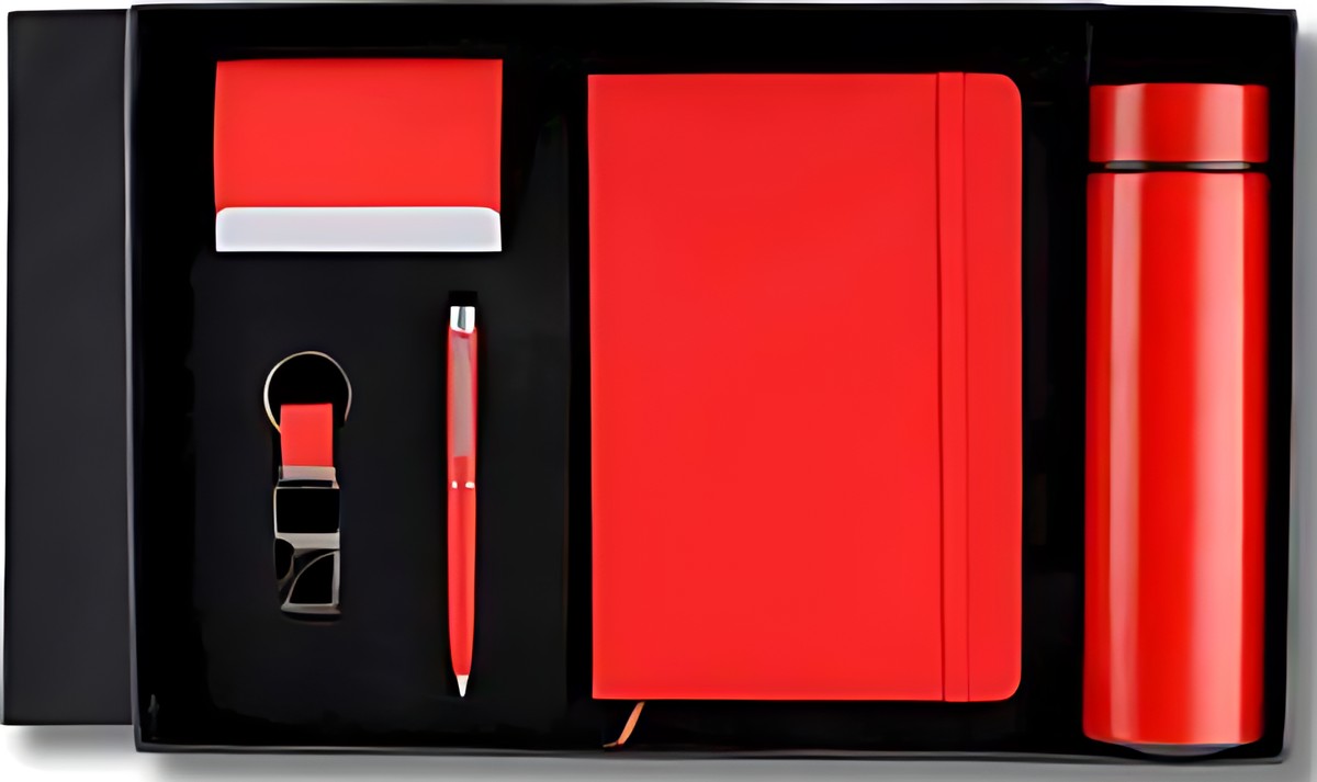 Pen, Keychain & Diary Cardcase, Bottle Gift Set – 507 Red – corporate gift
