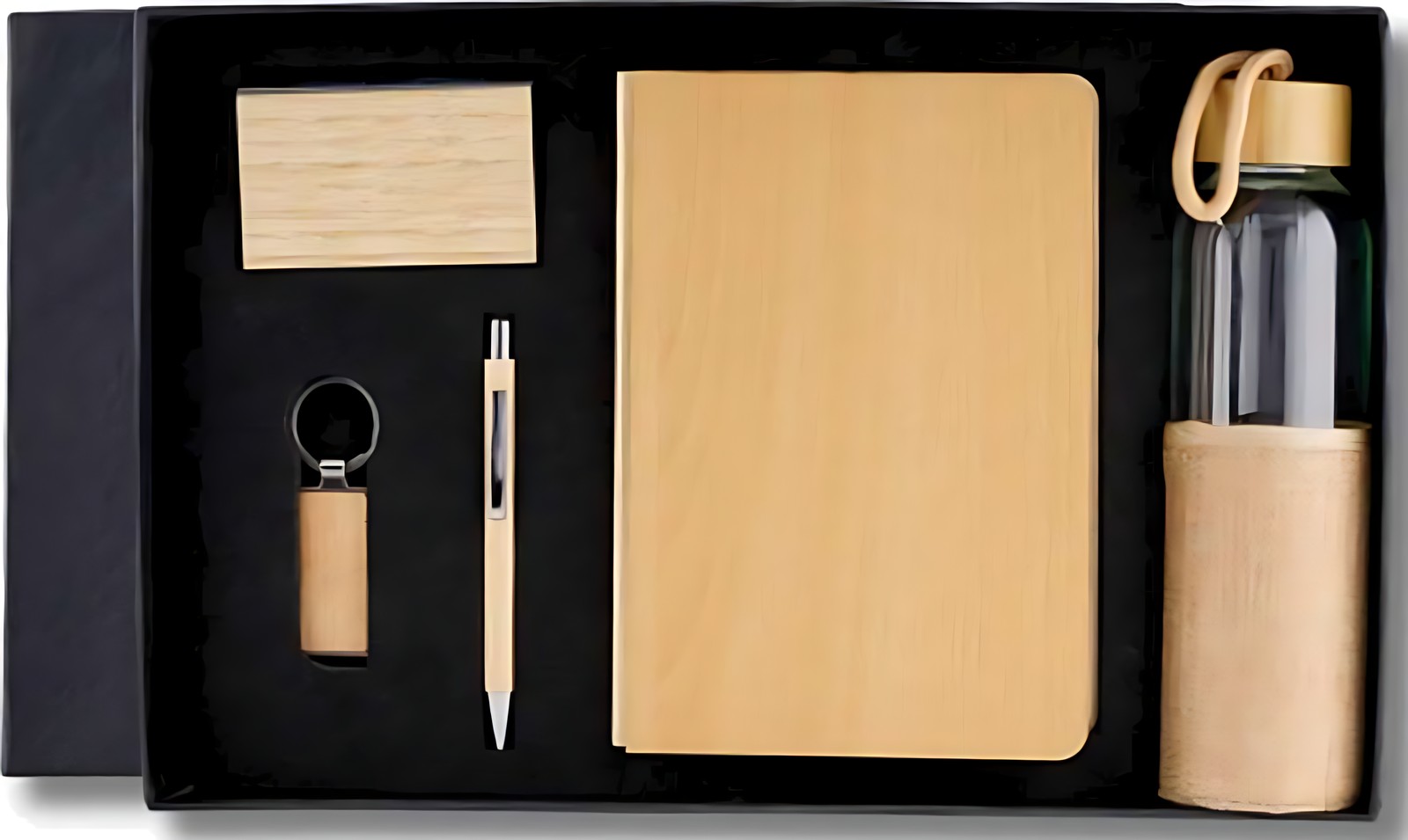 Pen, Keychain & Diary Cardcase, Bottle Gift Set – 508 Wood – corporate gift